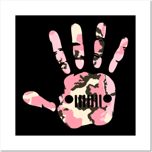 Jeep Wave Camouflage Hand Print, Funny Jeep Camo Pink Grill Palm Vintage Design for Jeep Lovers Posters and Art